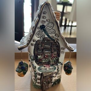Blue Sky Clayworks Dragonfly Welcome Friends Tea-light Whimsical House